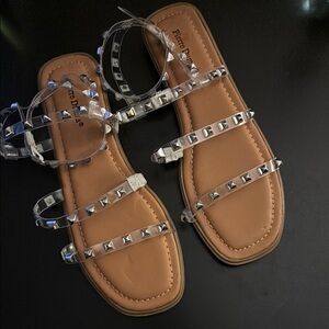 Pierre Dumas clear studded jelly sandals US7